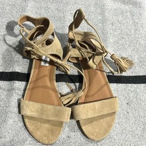 Steve Madden strappy tie ankle sandal with tassel